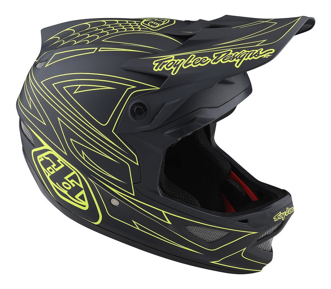Casco Troy Lee Designs D3 Fiberlite Spiderstripe Gray / Yellow